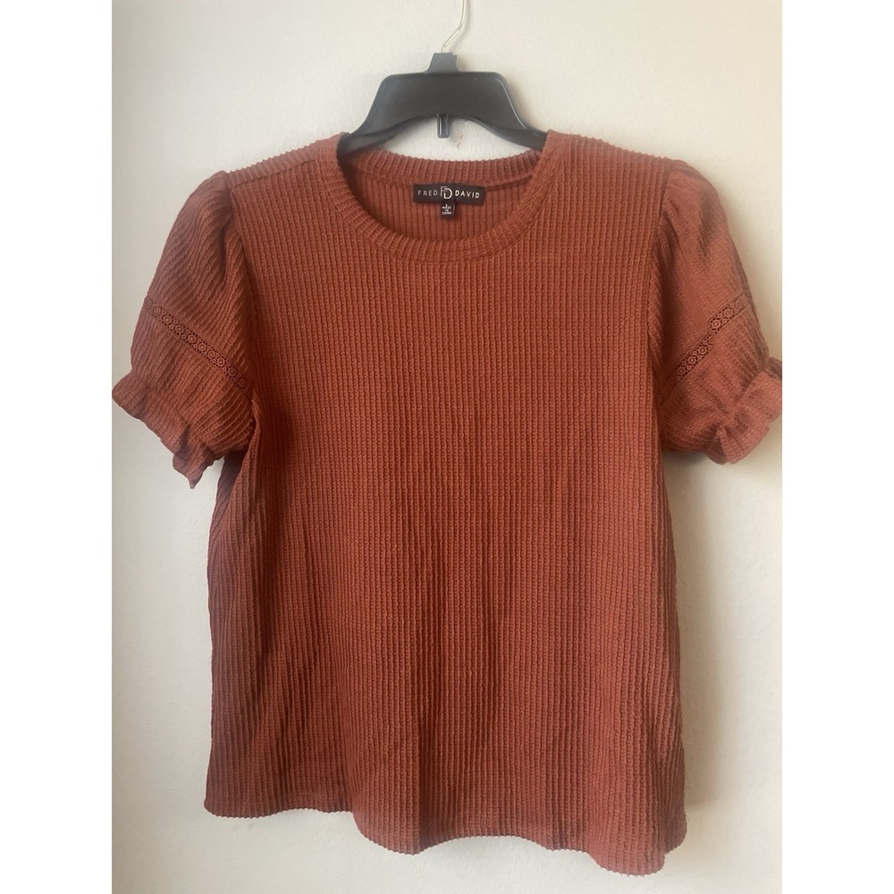 Fred David Blouse Waffle knit short sleeve XL‎